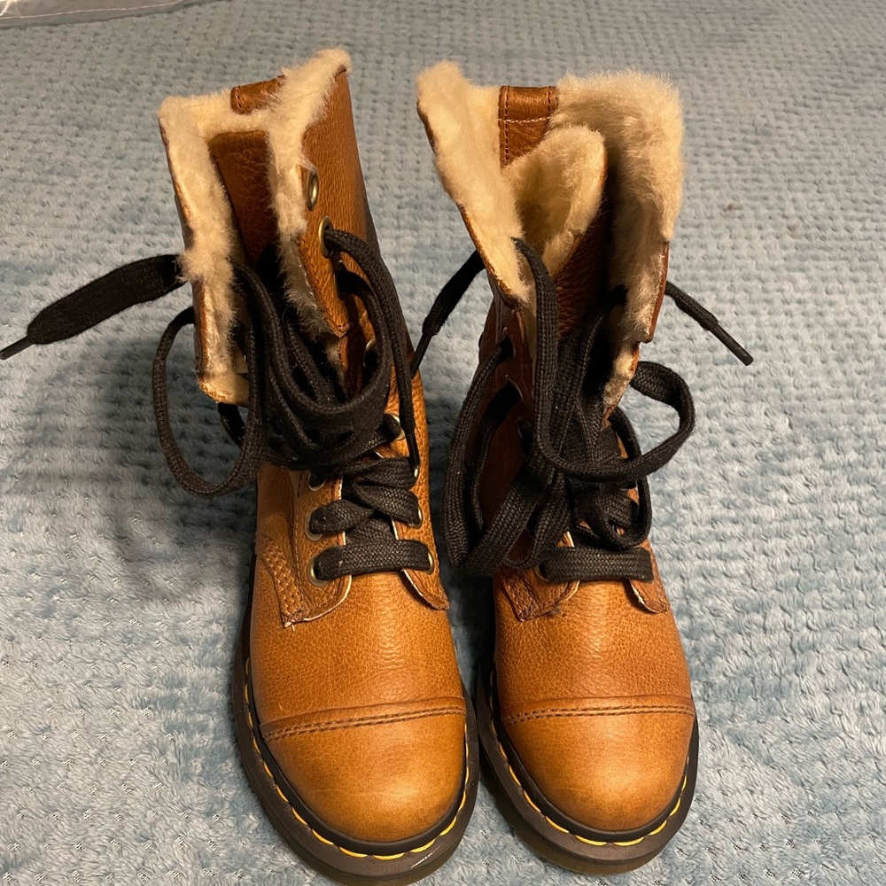 Dr Marten Faux Fur Boots, Congac, US size 5